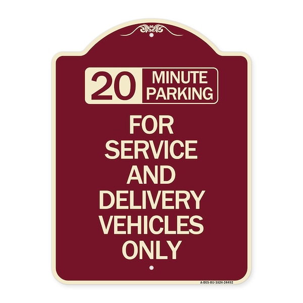Signmission 20 Minutes Parking for Service & Delivery Vehicles Heavy-Gauge Alum Sign, 24" x 18", BU-1824-24492 A-DES-BU-1824-24492 - main
